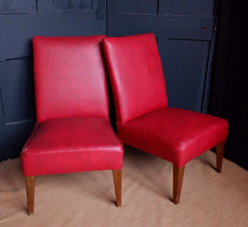 Pair red leatherette - pair, of