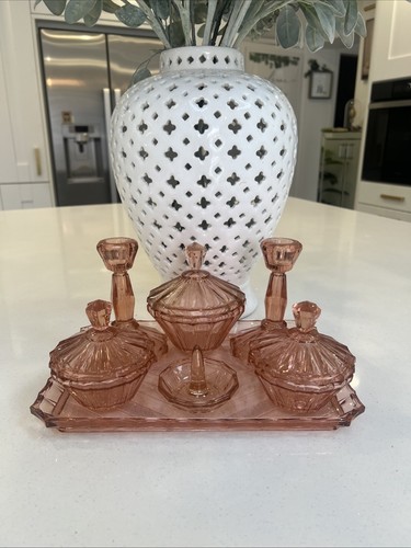 Vintage pink depression glass - vintage,