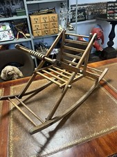 Rare Vintage Original Golden Oak Child’s Rocking Chair With Rainbow Counters