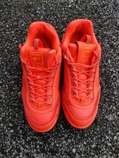 Fila Disruptor II Red Neon Chunky Sneakers Size 6 UK Retro Y2K Style
