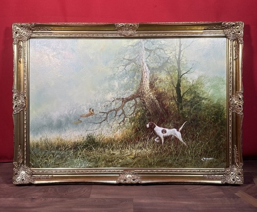 Large hunting dog oil painting - large,