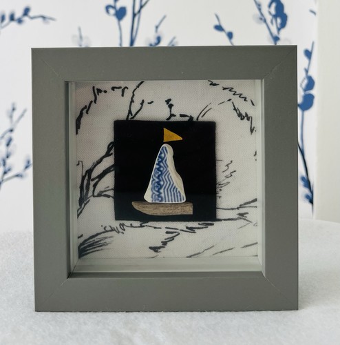 Sea pottery sail boat - boat, box