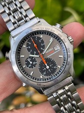 Rare Seiko Chronograph 1/100 7T52-6A00 Grey Panda Dial from 1990s Vintage Watch