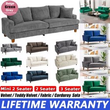 2/3/4 Seater Corduroy Sofa with 2 Pillows Jumbo Cord Modern Couch Love Seat Home