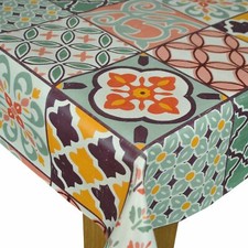 PORTO TILES MULTI  VINYL WIPE CLEAN PVC TABLECLOTH