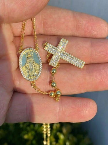 Rosary beads necklace 14k gold - rosary,