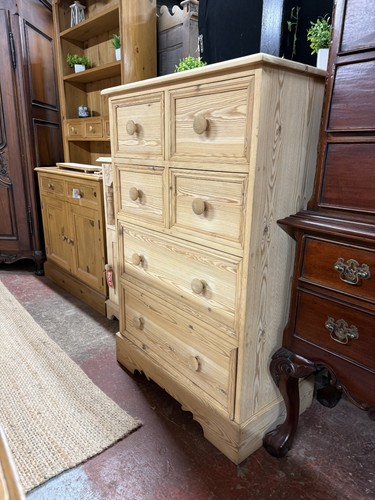 Tall stripped pine - stripped, drawers