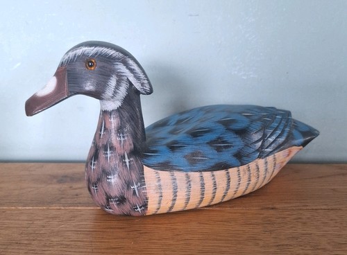 Hand painted wooden duck - wooden,