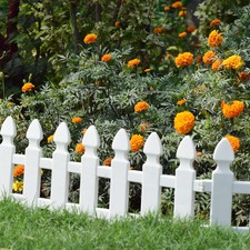 4-20x Plastic Picket Fencing Outdoor Garden Lawn Edge Border Path Edging Fences