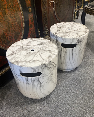 Round white marble carrara - white,