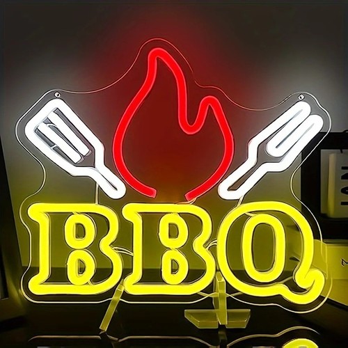 Bbq neon led home bar - sign, man