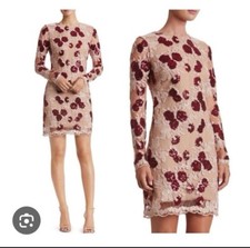 Dress The Population Stephanie Sequin Cocktail Embroidered Mini Dress Size S