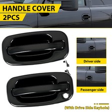 Door Handle Set For Chevy Silverado 1500 1999-2006 Smooth Black Front Outer 2PCS