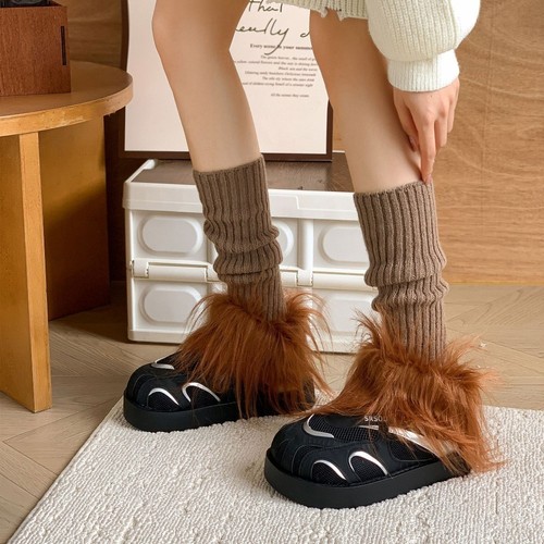 With fur trim knitted - fur, leg