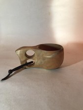 Vintage Small Wooden Carved Cup Mug with Handle