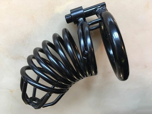 Black man male chastity steel - black,