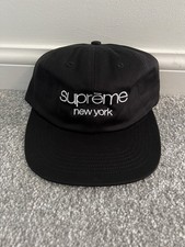 Supreme Twill Classic Logo 6 Panel Hat Cap SS17  Black 