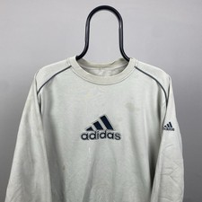 Vintage Adidas Sweatshirt Mens Small Blue Three Stripes Pullover