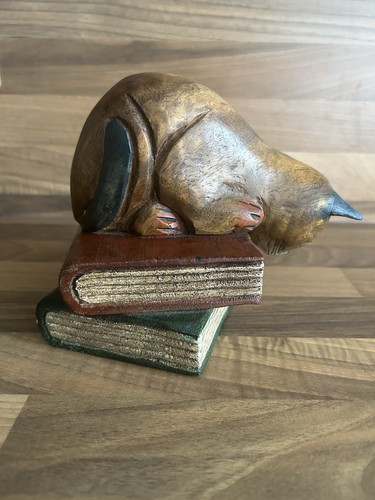 Wooden carved sculpture cat - of,