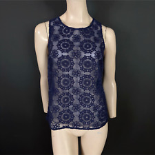 Jack Wills Navy Sheer Lace Top