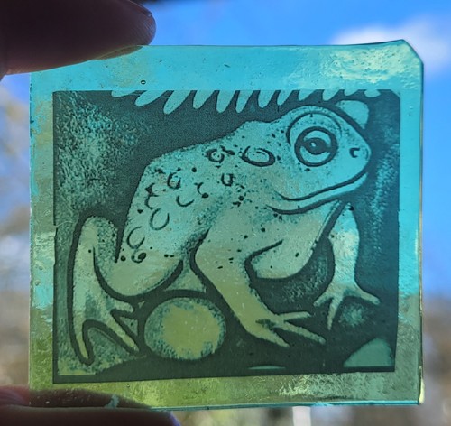 Stained glass frog - glass, piece