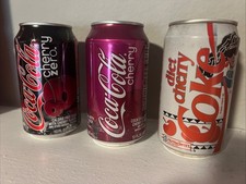 Vintage Cherry Coke Cans - Lot Of 3 Diff Designs Empty