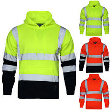 Hi Viz Vis Hoodie High Visibility Workwear Pullover Sweatshirt Reflective Jacket