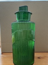 Antique  pharmacy ribbed green poison bottle with stopper