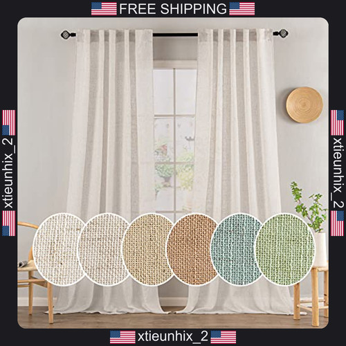 Linen curtains 52x90 inch set - linen,