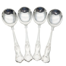 Kings Pattern Set Of 4 Soup Spoons Belvin Plate EPNS Silver Plated Vintage