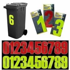 Wheelie Bin House Numbers, Adhesive Stickers High-vis Reflective Sticky Numbers.