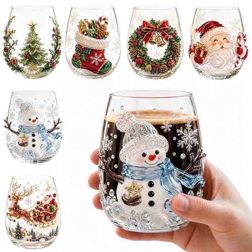Christmas glass art cup - christmas,