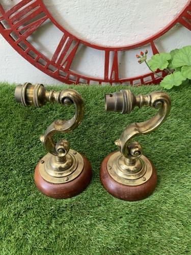 Pair vintage brass wall - pair,