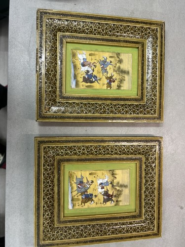 Persian hunting scene - hunting, painted