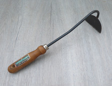 Vintage hand Hoe.  Garden onion hoe, swan neck, Wood wooden short handle PARKES