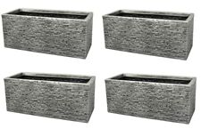 4 x Grey Brick Stone Effect Plastic Garden Trough Planter Patio Flower Pot 60cm