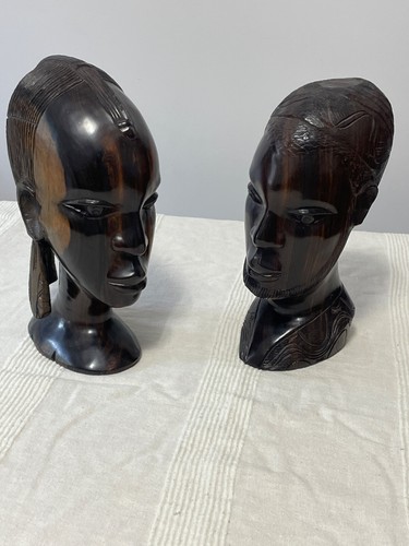 Pair vintage hand carved - a, of
