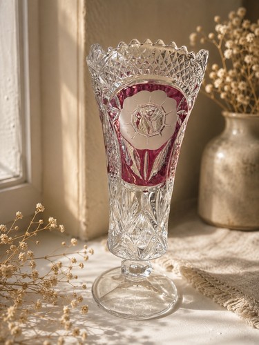 Vintage cut crystal ruby red - vintage,