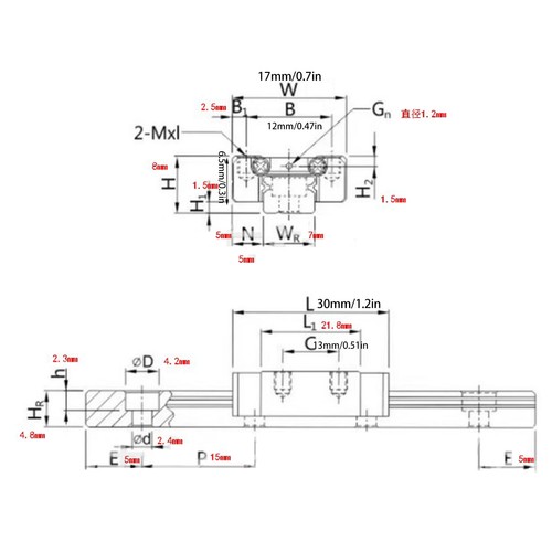 Linear guide 400mm bearing - 400mm,
