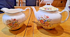 Vintage Teapot 2 PT  & Milk Jug 1¼ PT Johnson Brothers Bros Pareek Yellow Floral