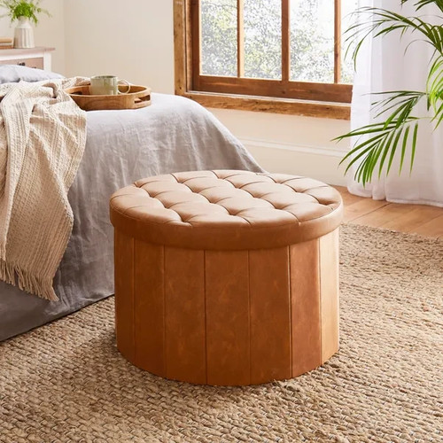 Large round faux leather - large,
