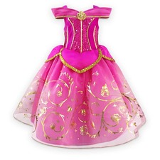 Disney Sleeping Beauty Aurora Deluxe Pink Princess Dress Kid Costume Fancy Dress