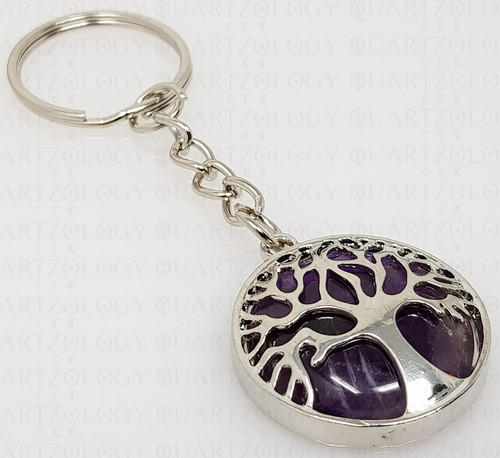 Amethyst crystal keyring key - keyring,