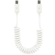 US-B Mini 5Pin Male to Mini B Male OTG Coiled Data Sync Fast Charge Cable 1m