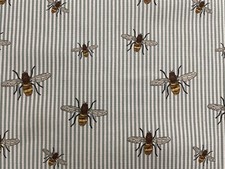 Bee Stripe Cotton Fabric Sea