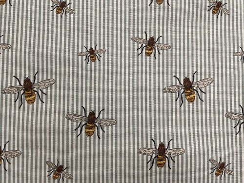 Bee stripe cotton - cotton, sea