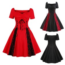Womens Costume Steampunk Clothing Party Dress Side Dancewear Festival Gothic