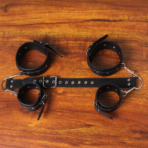 Black leather handcuffs arm - leather,