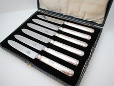 Liberty Co English Silver Firth Stainless Dessert Knives Shagreen Arts & Crafts