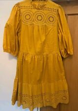 Next Love & Roses Pure Cotton Embroidered broderie Ruffle Smock Dress UK 12 VGC